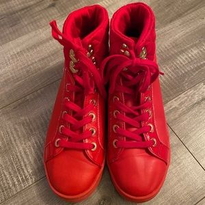 👠ALDO High Top Red Sneakers Sz 8